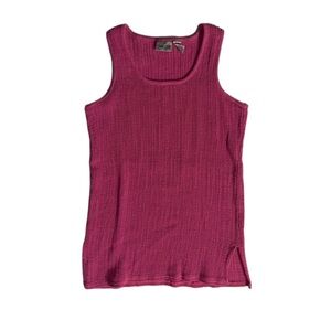 Chicos Women Essential Mesh Tank Size 1 Medium Sweater Sleeveless Barbie